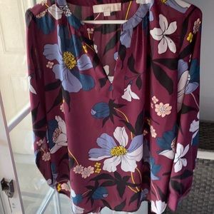 Loft Plum Floral Blouse
